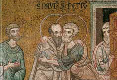 SS. Pietro e Paolo, part. di un mosaico (XII-XIII sec.) del Duomo di Monreale.