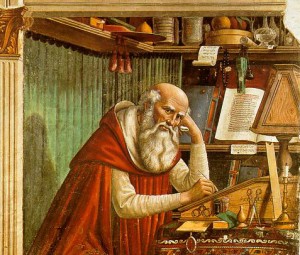 Domenico Ghirlandaio, San Girolamo nello studio. Affresco (1480) nella chiesa di Ognissanti, Firenze.