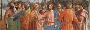 Masaccio, Il pagamento del tributo (1425 ca.) – part. del ciclo di affreschi della Cappella Brancacci nella chiesa di Santa Maria del Carmine, Firenze.