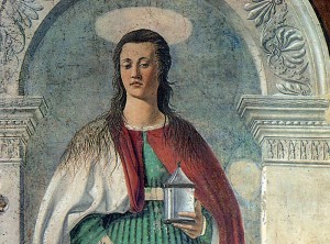 Piero della Francesca, Santa Maria Maddalena (part.) , 1460 c. Arezzo, Duomo.
