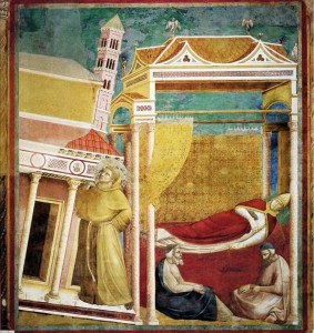 Sogno di Innocenzo III. Giotto(?), 1295-99. Basilica superiore di Assisi.